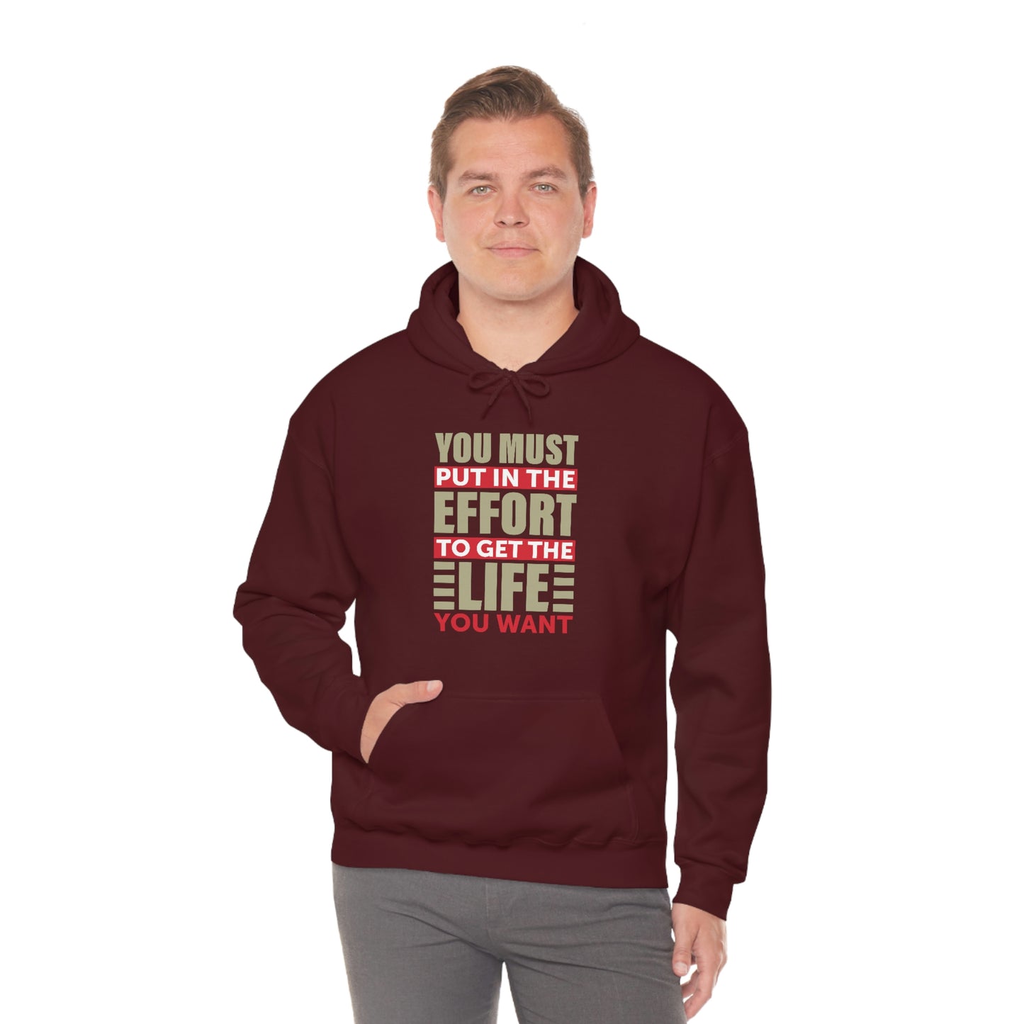 Andrew Tate Quote Hoodie: You must put in the effort to get the life you want Unisex Heavy Blend™ Hooded Sweatshirt