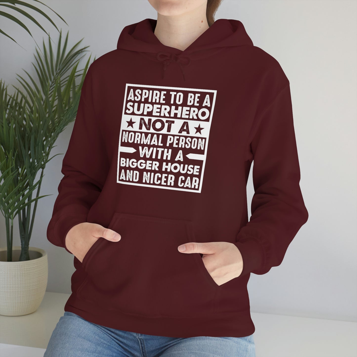 Andrew Tate Quote Hoodie: “Aspire to be a superhero”  Unisex Heavy Blend™ Hooded Sweatshirt