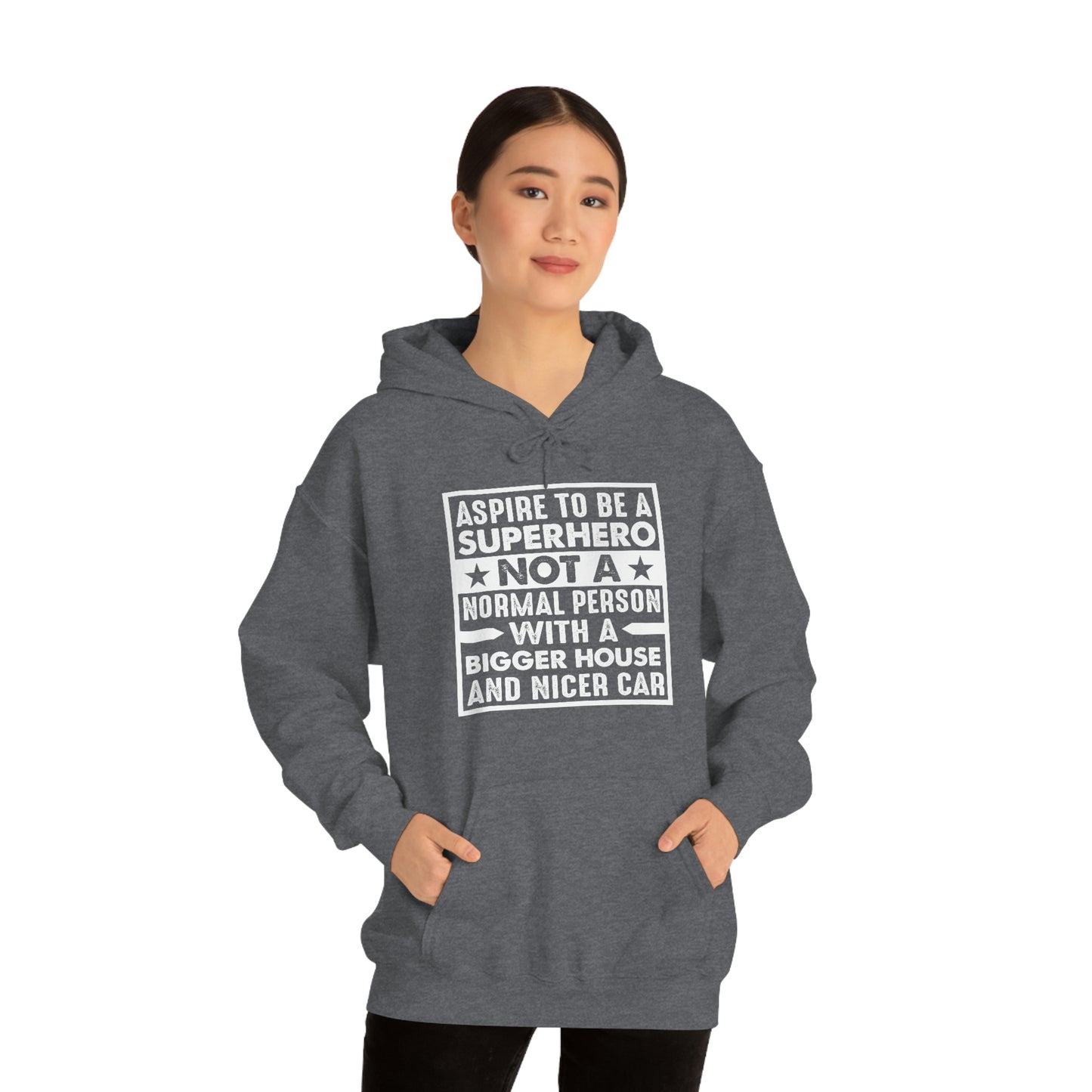 Andrew Tate Quote Hoodie: “Aspire to be a superhero”  Unisex Heavy Blend™ Hooded Sweatshirt