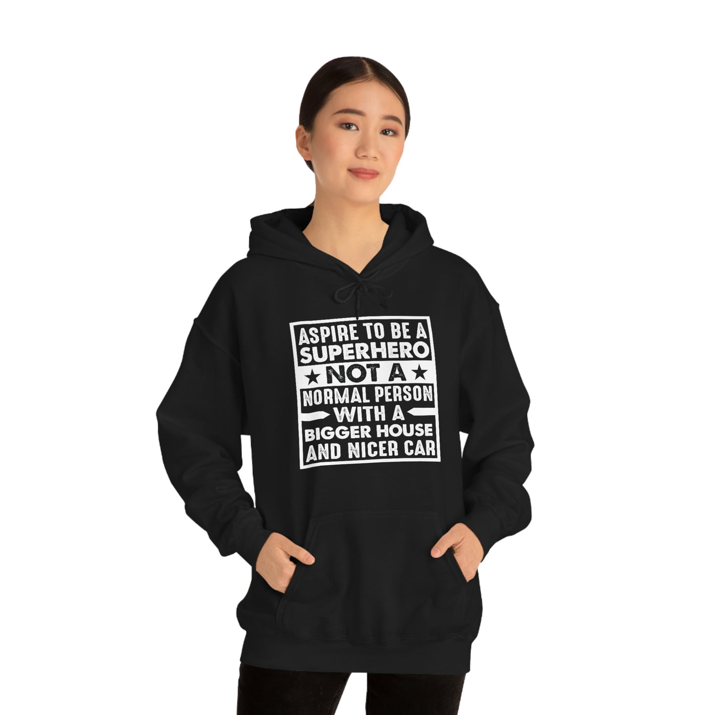 Andrew Tate Quote Hoodie: “Aspire to be a superhero”  Unisex Heavy Blend™ Hooded Sweatshirt