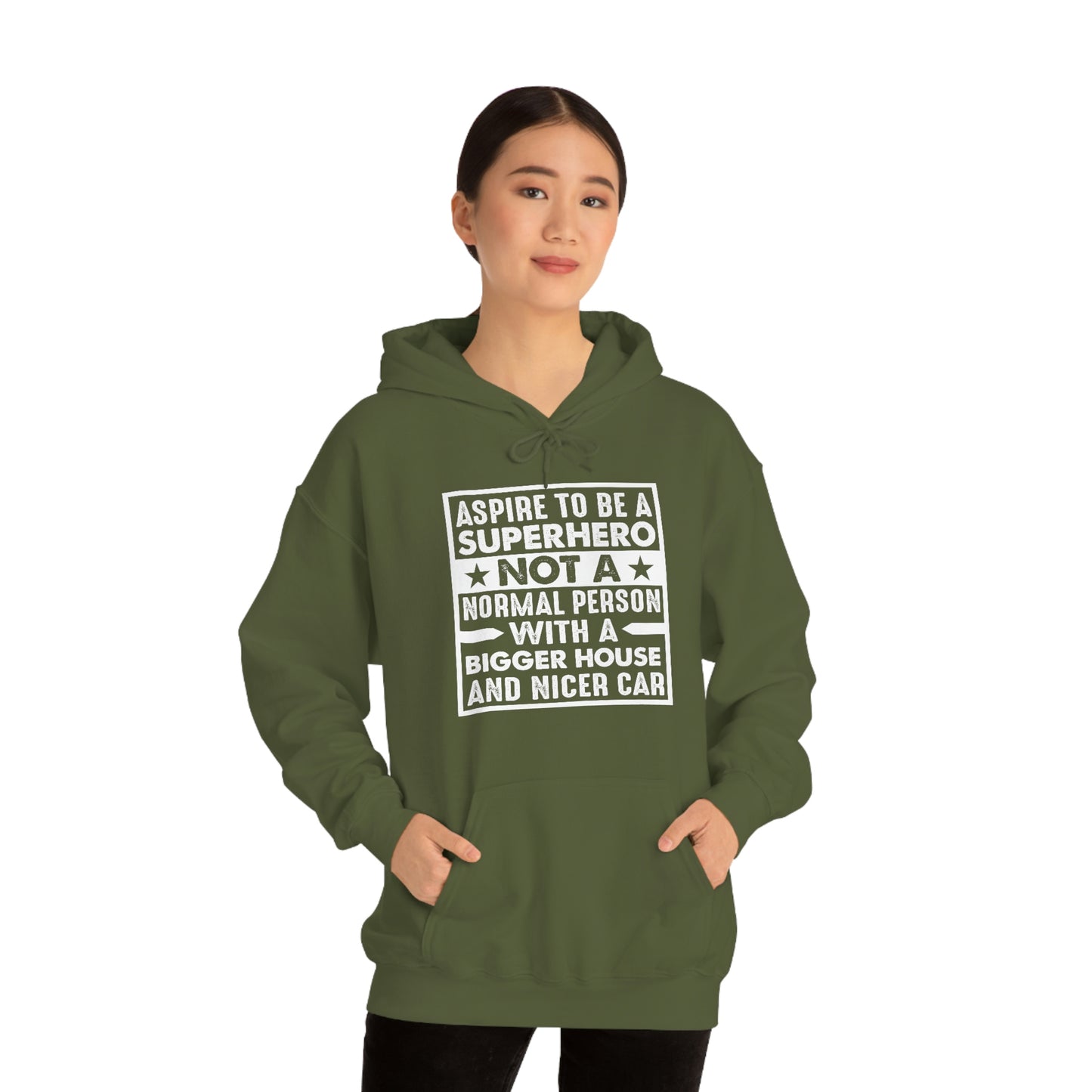 Andrew Tate Quote Hoodie: “Aspire to be a superhero”  Unisex Heavy Blend™ Hooded Sweatshirt