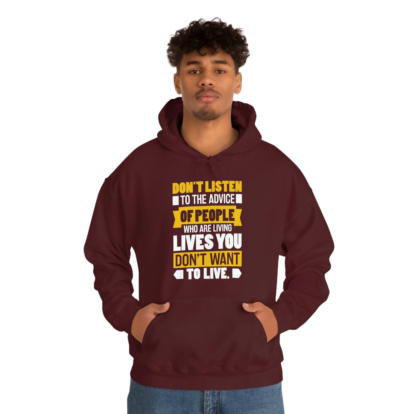 Andrew Tate Quote Hoodies: Don't listen to the advice of people who are living lives you don't want to live Andrew Tate Heavy Blend™ Hooded Sweatshirt