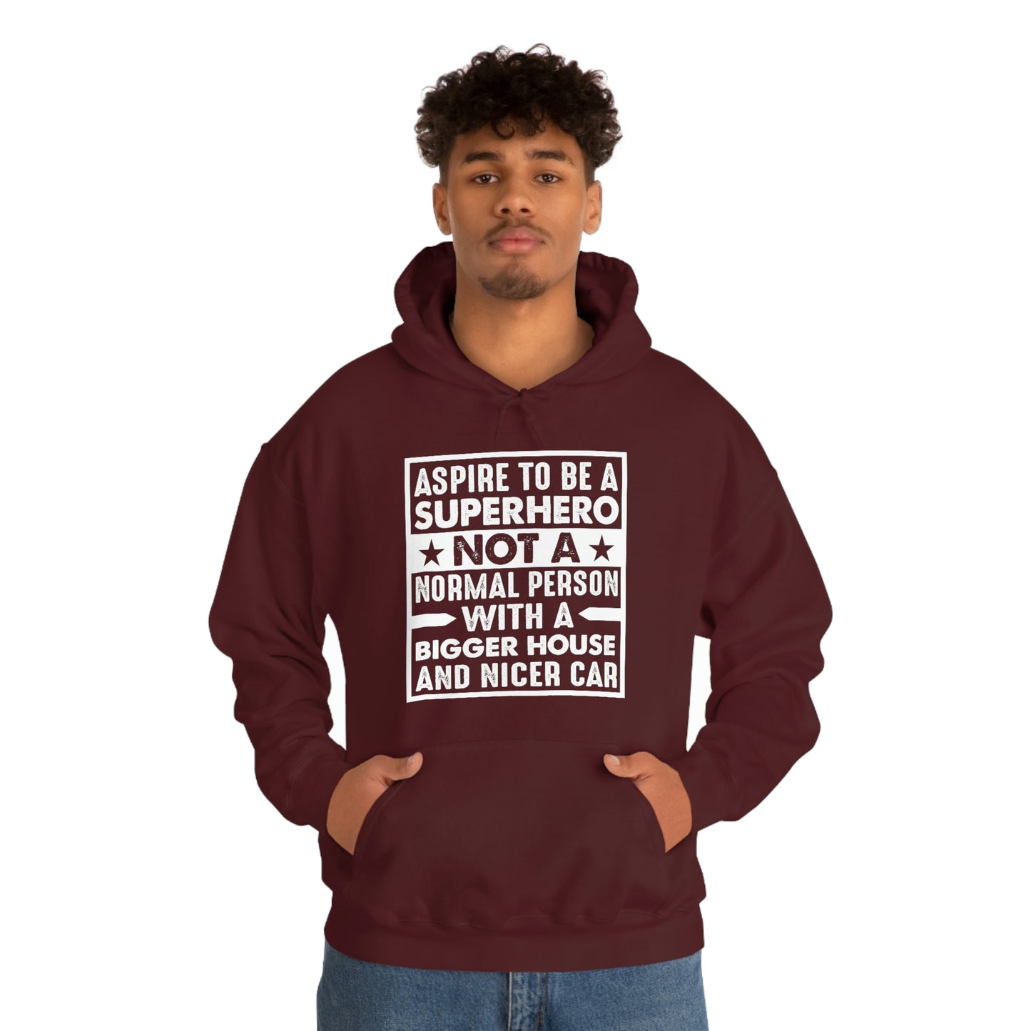 Andrew Tate Quote Hoodie: “Aspire to be a superhero”  Unisex Heavy Blend™ Hooded Sweatshirt