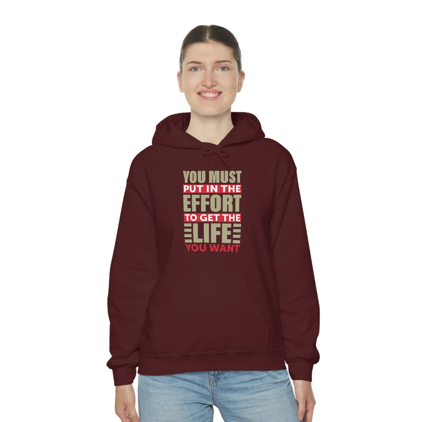 Andrew Tate Quote Hoodie: You must put in the effort to get the life you want Unisex Heavy Blend™ Hooded Sweatshirt