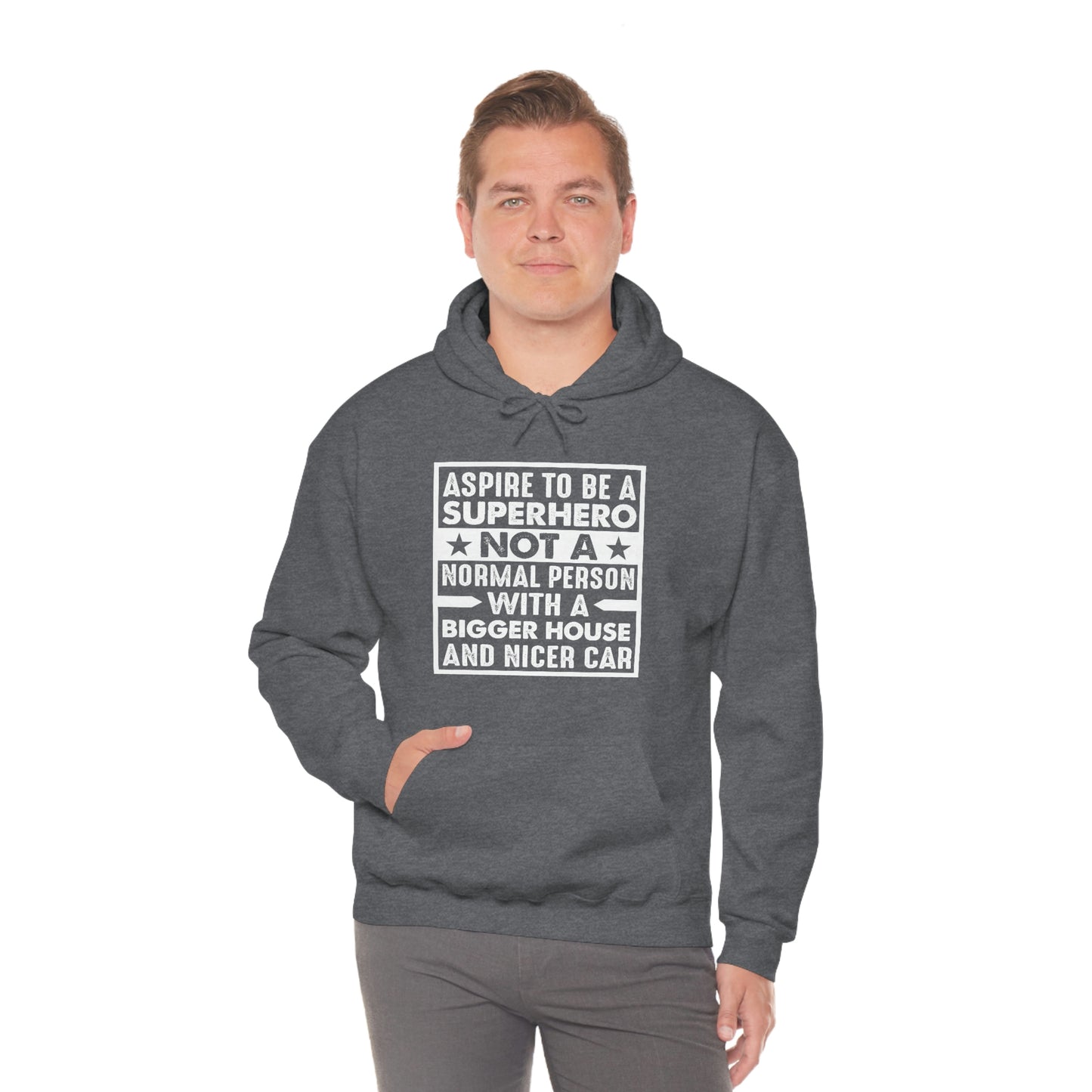 Andrew Tate Quote Hoodie: “Aspire to be a superhero”  Unisex Heavy Blend™ Hooded Sweatshirt